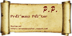 Prémusz Péter névjegykártya